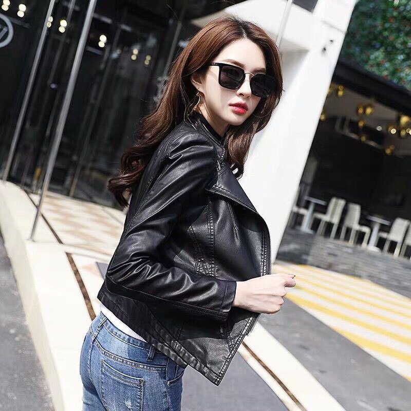 ¡Novedad de ! Chaqueta de piel negra para motocicleta, cremalleras para mujer, abrigo de piel para motorista, chaqueta ajustada de talla grande S-4XL para mujer, ropa de abrigo: M