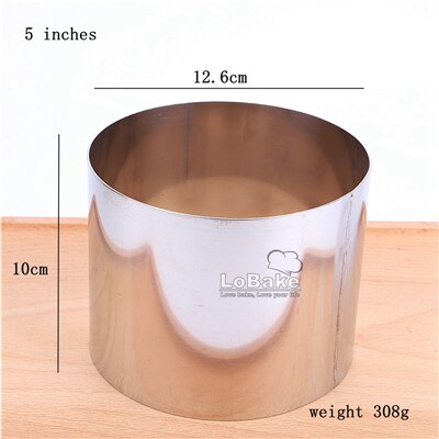 Molde de anillo de mousse de acero inoxidable 304 de 10cm de altura, 4, 5, 6, 7, 8, 9, 10 pulgadas, círculo redondo liso, capa para pastel de bodas, DIY: 5 inches