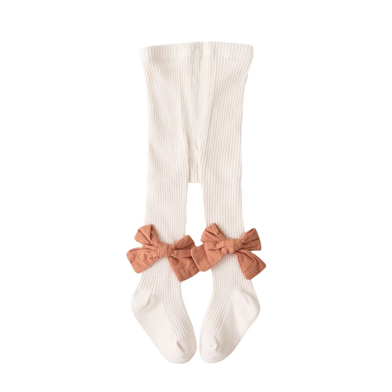 0-4y outono inverno kawaii adorável bebê menina meia-calça collants tricô bowknot inferior malhas quentes calças leggings 5 cores: Marfim / 21-23 for 1-2Y