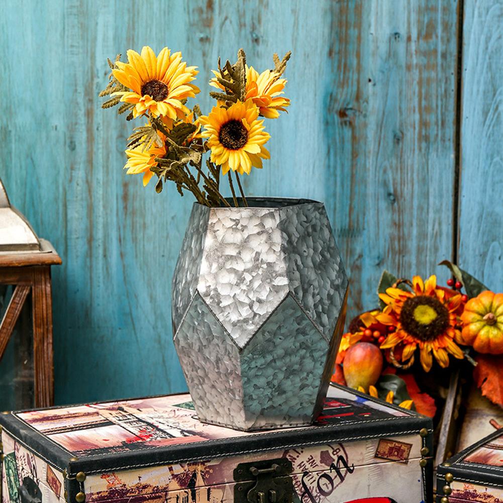 Creativity Iron Flower Pot Polygonal Metal Plants Planter Desktop Storage Bucket For Balcony Home Yard Decoration