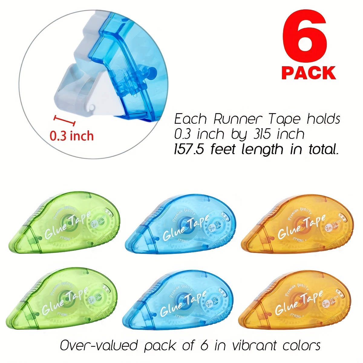 6 Packs Dubbelzijdige Tape Roller, Scrapbooking Tape, Permanente Plakband Dispenser Runner Voor Ambachten En Kunst Projecten, Phot