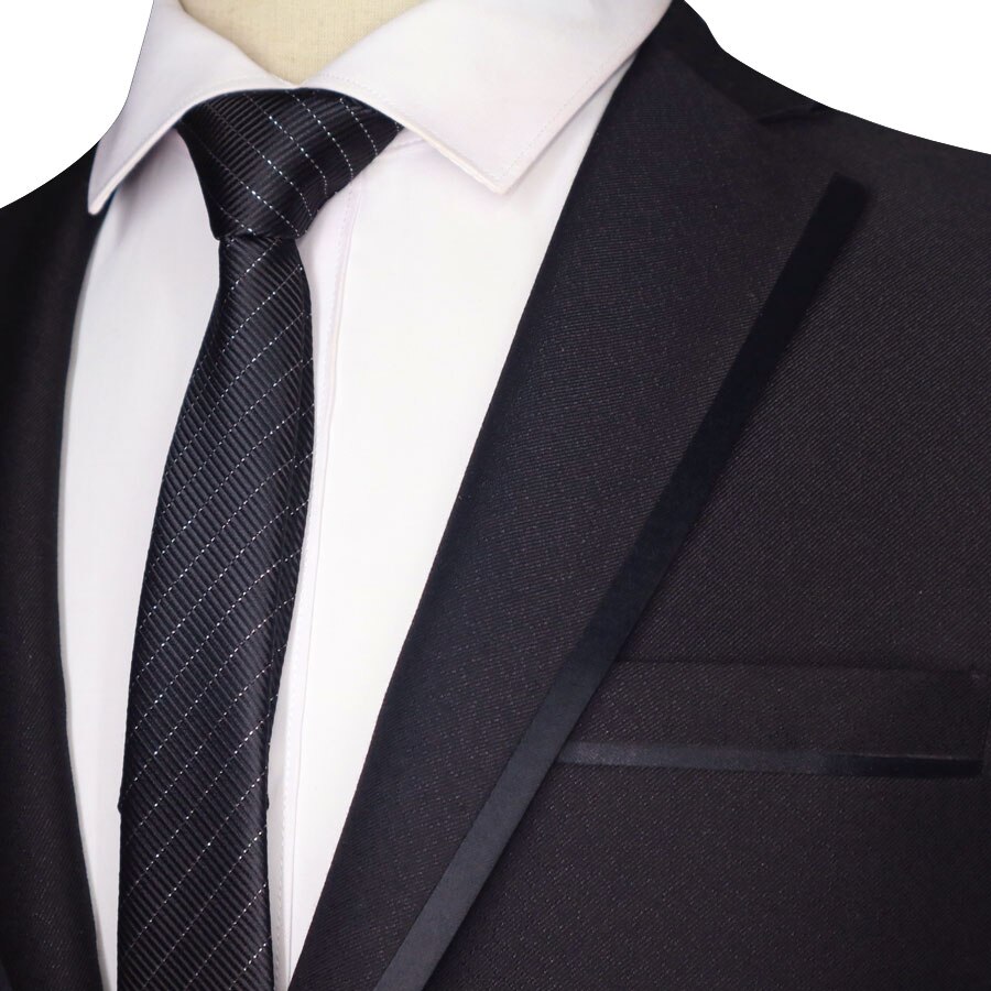 exclusif 59 "Long 5CM hommes maigre cravates noir Polyester soie rayures points Jacquard étroit mince cravate homme cou cravate fête: slim stripes
