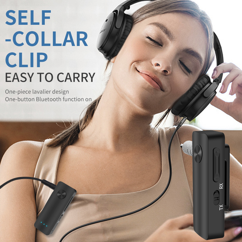 Transmisor receptor de Audio T66 Bluetooth 5,3 3,5mm AUX estéreo 2 en 1 adaptador inalámbrico de música con micrófono para TV PC auriculares Kit de coche