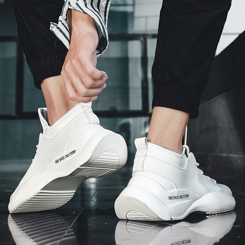 Stor størrelse 39-46 super lette mænd sport tennissko vandtætte læder sneakers hvid sorte anti-skrid sneakers tenis masculino