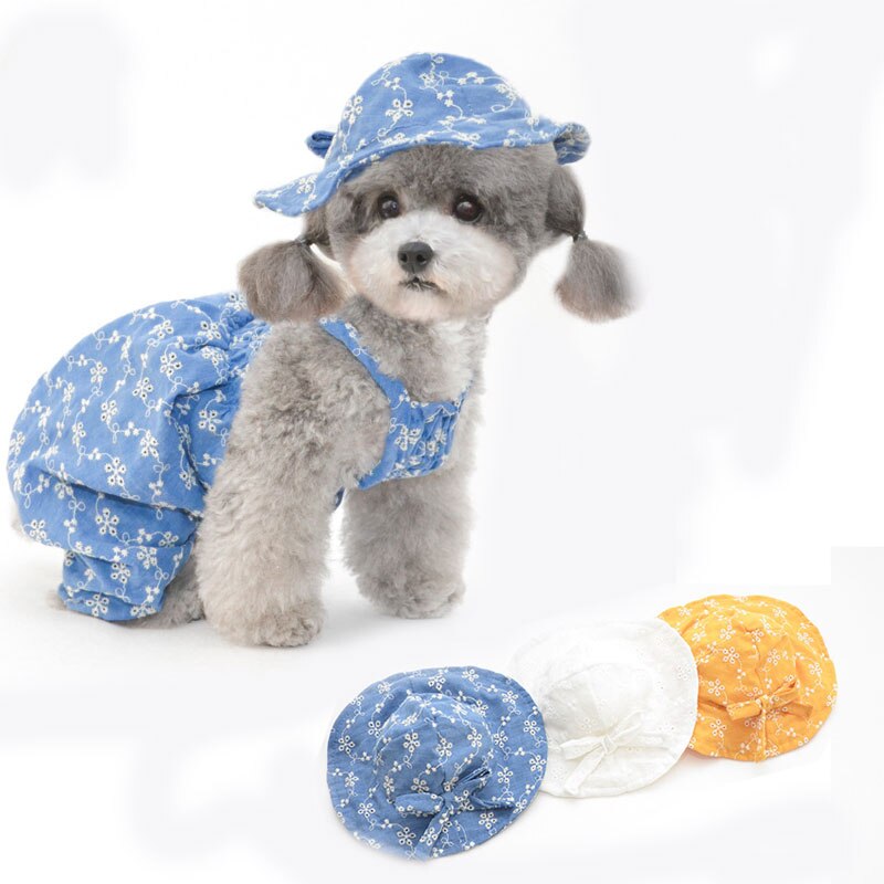 Gorros cómodos y bonitos para perros pequeños, gorro de algodón con estampado Floral para cachorros, accesorios para Teedy Hiromi Chihuahua