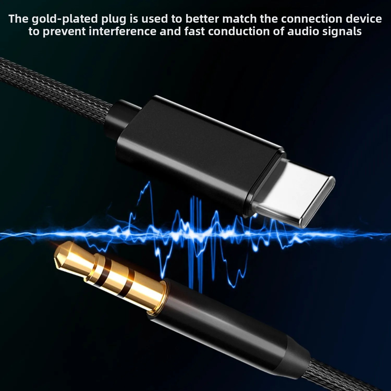 3.5mm til type c lydadapter kabel biltelefontilkobling høyttaler aux konverteringslinje vevd tpc for forbrukerelektronikk