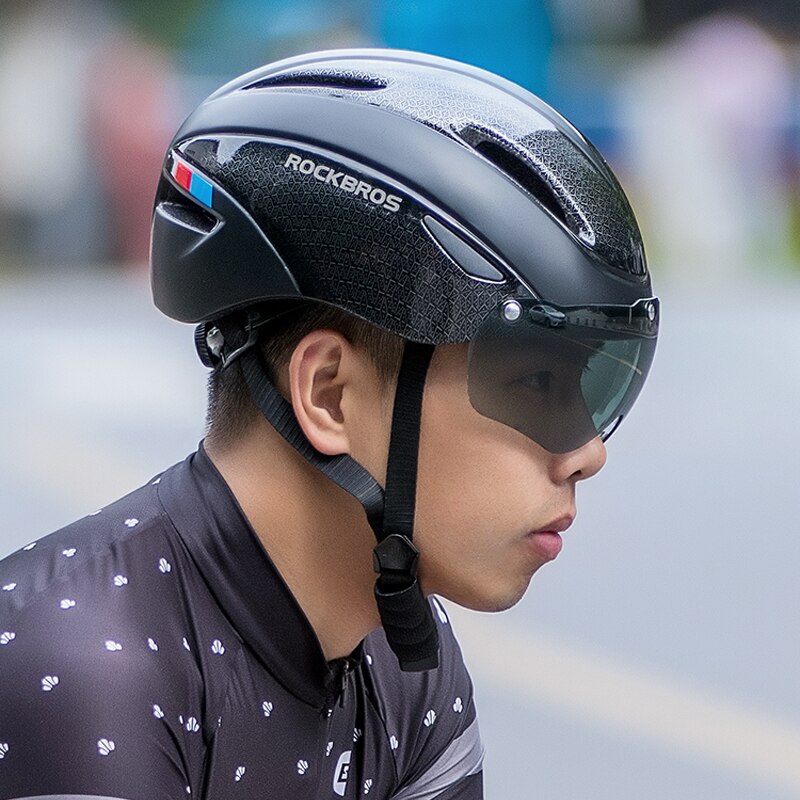 Rockbros Fiets Helm Ultralight Integraal Gegoten Helm Rand Lens Goggles Bike Helm Mannen Vrouwen Eps Mtb Road Fietshelm