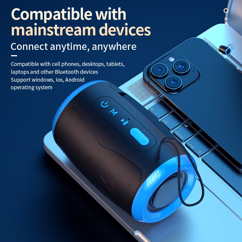 TSN-1 draagbare luidspreker Draadloze Bluetooth-luidsprekers met 5.3 stereo FM/SD/USB-schijf/Aux-modi Waterdicht voor Hifi-geluid buitenshuis