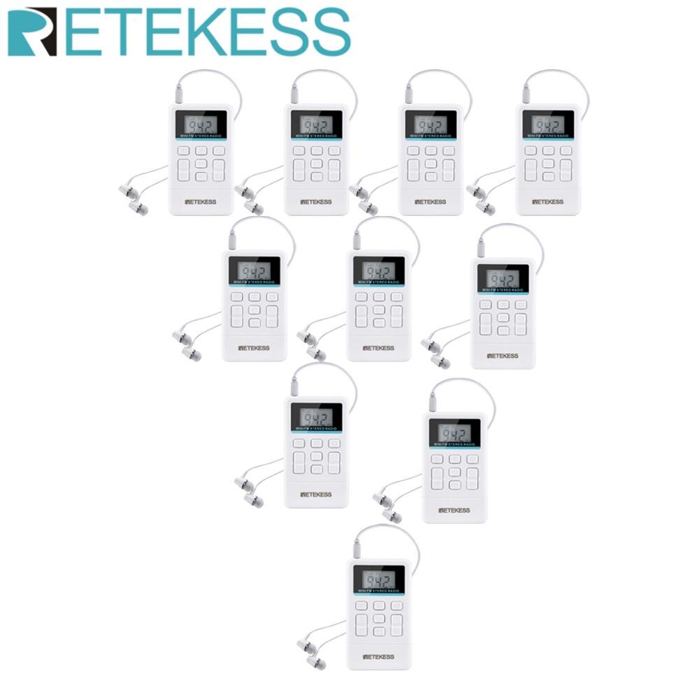 Retekess 10Pcs TR612 Draagbare Fm Radio Pocket Radio Ontvanger Met 3.5Mm Koptelefoon Voor Grote Vergadering Simultaanvertaling