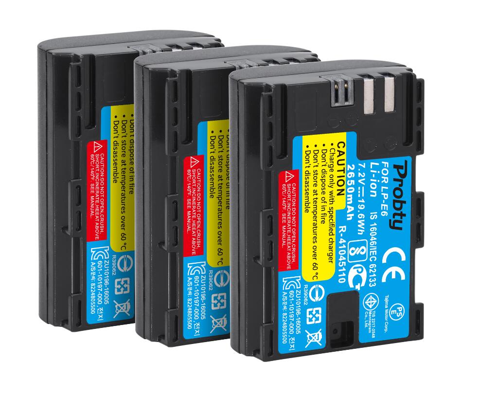 Lp  e6 e6n lp -e6 lpe 6 batteri 2650 mah för canon 5d mark ii iii iv , 80d, 70d, 60d, 6d,  eos 5ds, 5 d 2, 5 d 3, 5 dsr , 5 d 4 kamera: 3 st batteri