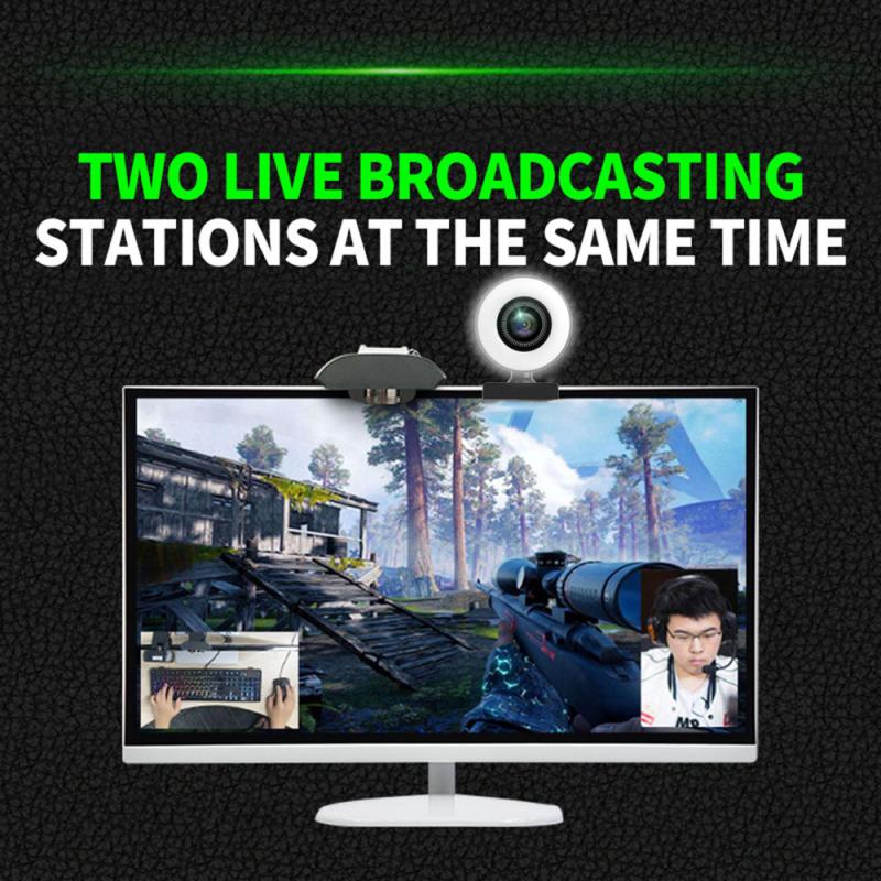 HD 1080P Webcams With Tripod 3-Gear Light Conference Video Computer USB 2.0 Webcam Web Camera For PC Laptop With Mic Auto Focus