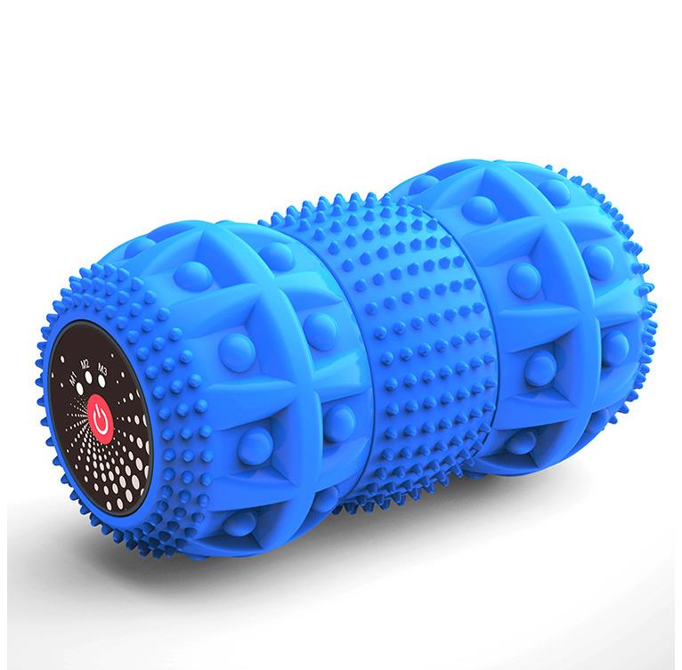 Rouleau de Massage électrique Myofascial, boule vibrante à 3 niveaux d&#39;intensité, libération de la fasciite: Bleu
