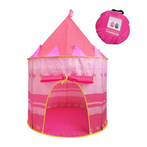Foldbar bærbar prinsesse slot tyl børn leg lege telt udvikle udendørs indendørs jurte slot legehus legetøj: Lyserød
