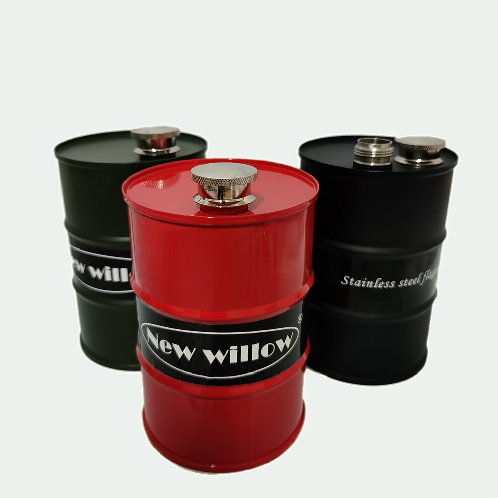 Kleine Kolf 24 Ounce Verdikte 304 Rvs Heupfles Olie Drum Vorm Body Draagbare Outdoor Wijn Fles Olie Vat jug