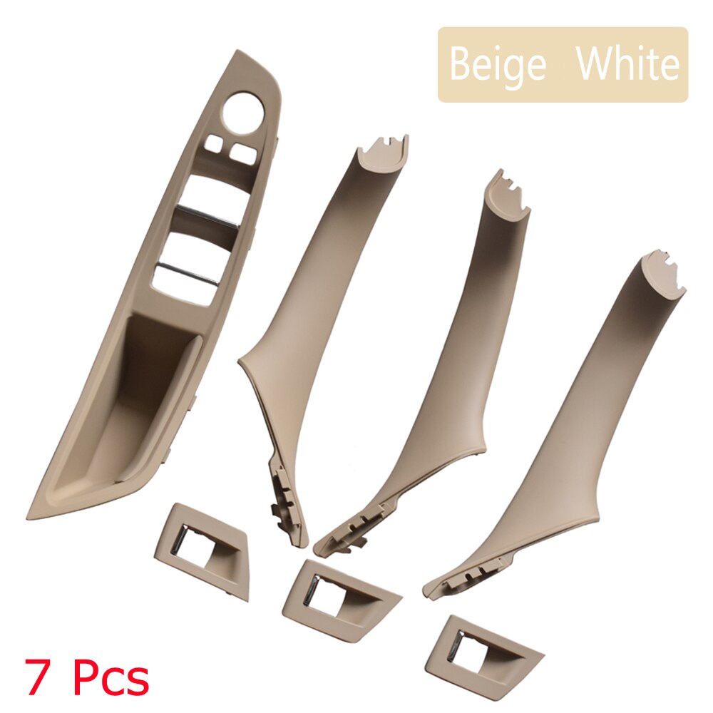 For BMW F10 F11 F18 5 Series 7pcs Interior Window Lift Switch Panel Door Handle Trim Carbon Fiber ABS LHD RHD: Beige-White-7pcs