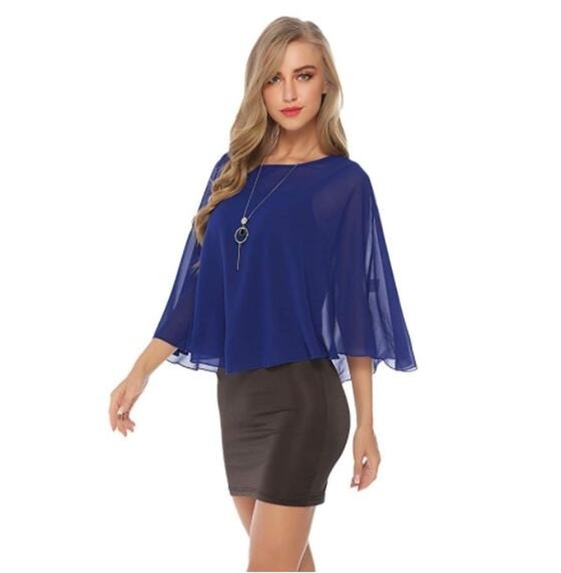 Bolero de gasa para mujer, chal, chaqueta de boda, abrigo con escote redondo, envolturas de de noche