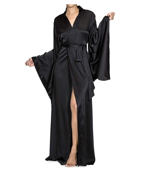 2019 novo sólido robes mulheres preto vermelho manga longa camisola das senhoras meninas cetim de seda suave primavera rendas sleepwear feminino roupão