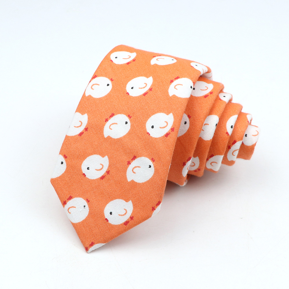 Corbata colorida bonita de dibujos animados para hombres y mujeres, corbata ajustada de algodón con estampado de frutas y animales, corbata estrecha de oso, pato y plátano, divertido