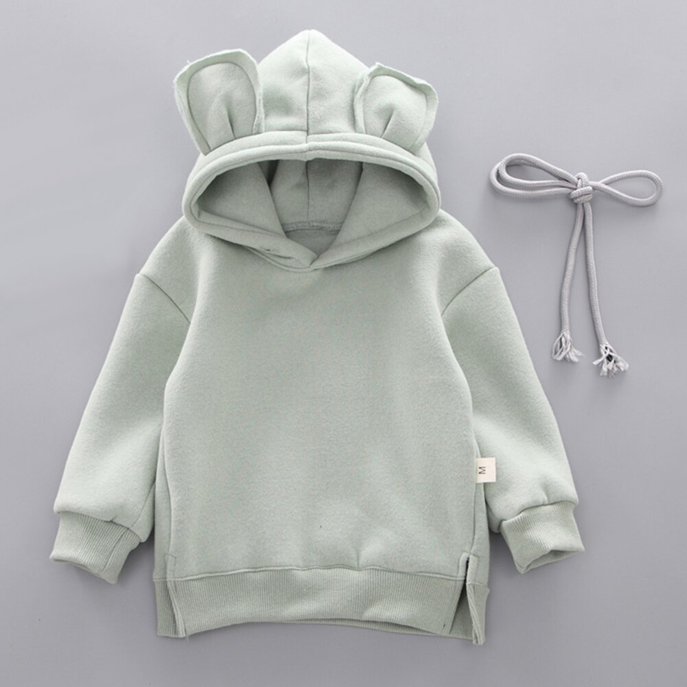Baby Effen Kleur Trui Peuter Baby Kids Boy Girl Hooded Cartoon 3d Oor Hoodie Sweatshirt Tops Kleding: Grren / L