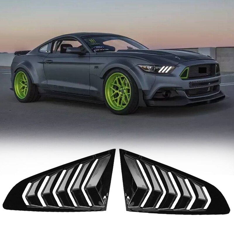 Car Glossy Black Quarter 1/4 Side Window Louver Cover for Ford Mustang