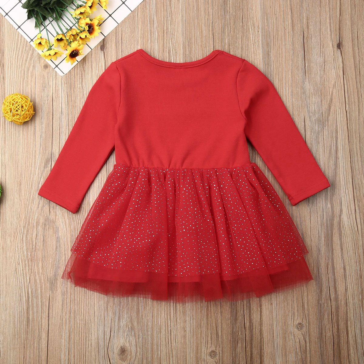 18m-4y jul baby pige rød kjole toddler spædbarn baby kid pige hjorte langærmet blonder tutu kjole prinsesse xmas baby tøj