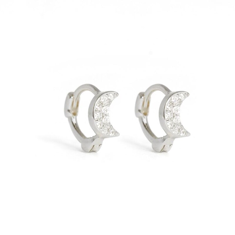 CANNER-pendientes de aro de Plata de Ley 925 auténtica para mujer, aretes redondos de estrella de copo de nieve pequeños, joyería con dijes,: 8