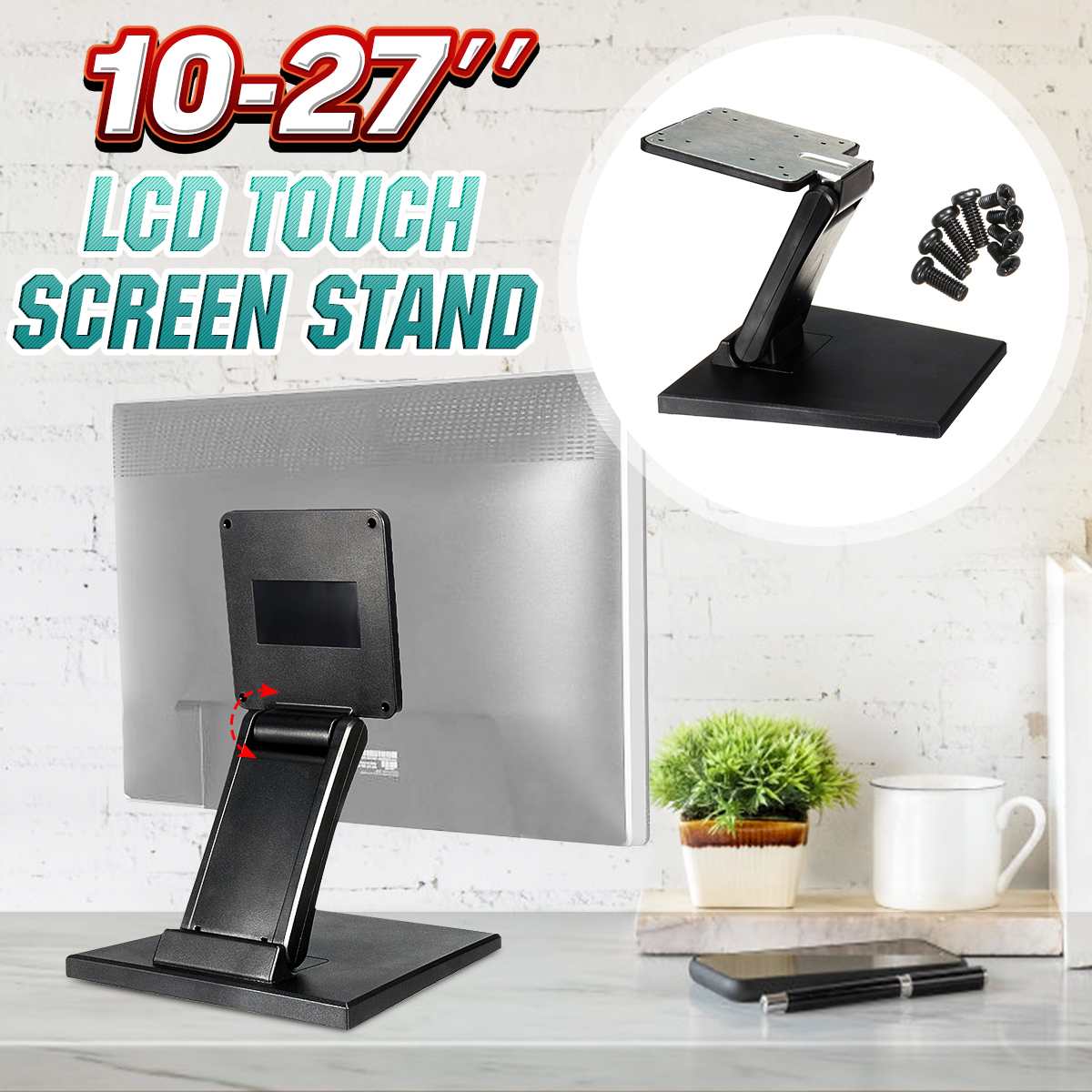 1Pcs Plastic Tilt Mounted Fold Monitor Holder Rotated For 10-27 Inch LCD Display Screen Stand PC Monitor TV Holder