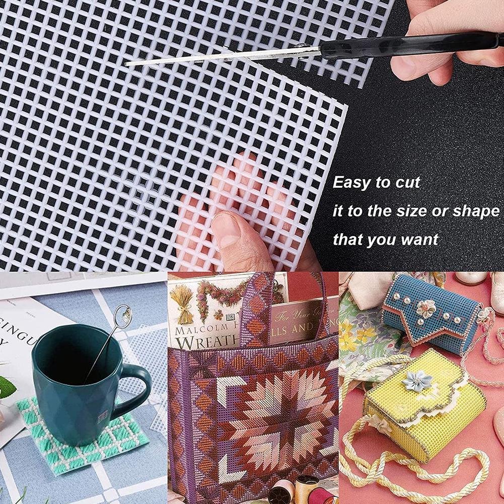 Plastic Mesh Cloth For Bag DIY Making Handcraft Bags Weaving Material Latch Hook Bags Made Plastic Grid Hook Crafts Accessories