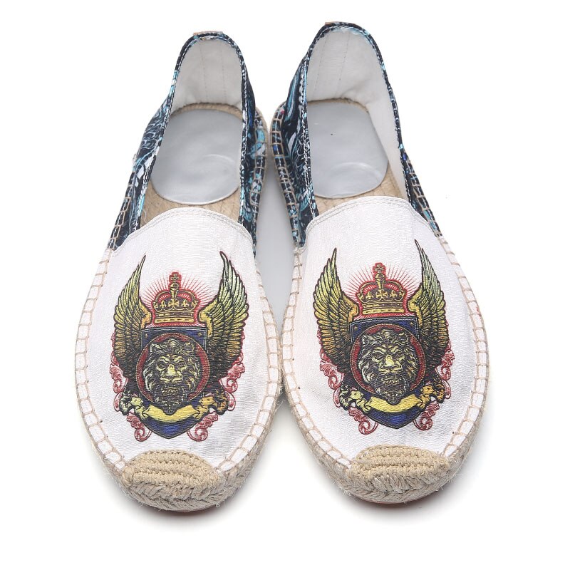 Dierenfoto casual persoonlijkheid zomertrend stroschoenen lichtgewicht canvas vissersschoenen hennep herenschoenen: Leeuw / 9.5