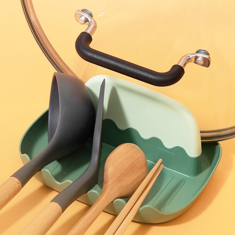 Multi-fonction en plastique Pot couvercle tampon de rangement étagère de rangement cuisine ustensile organisateur EIG88