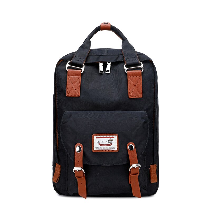 Travel bag solid color Oxford waterproof backpack women's high-capacity school bag women canvas retro laptop backpacks: black