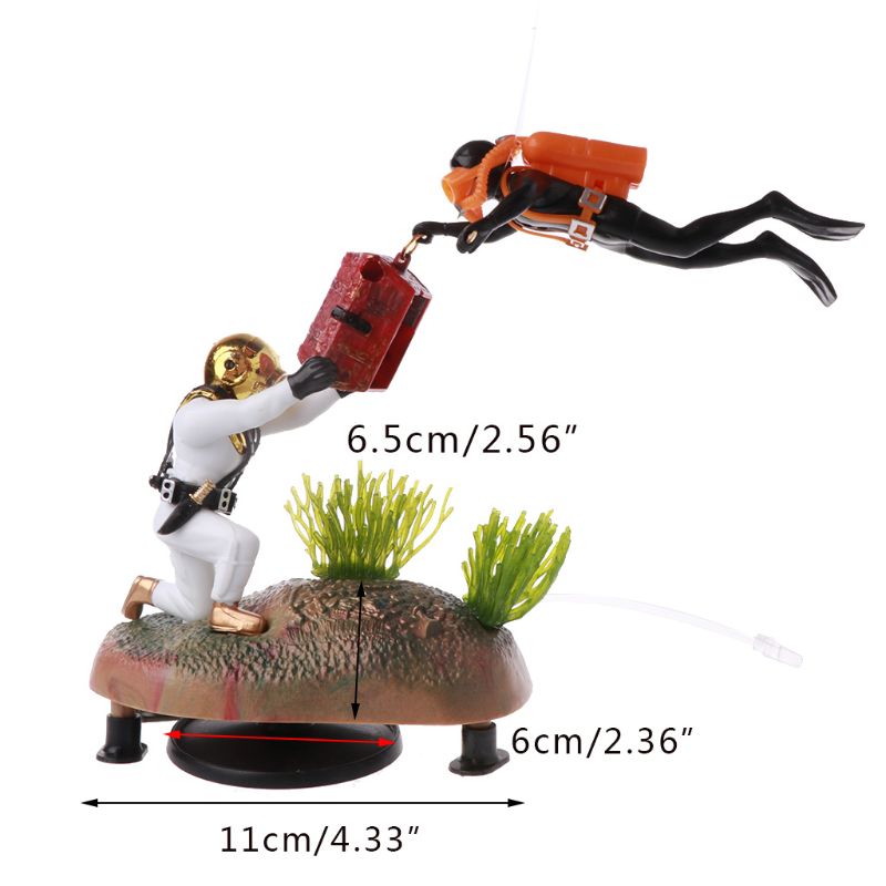 Aquarium Decor Ornament Tank Fish Treasure Diver Hunter Landscape Accessories