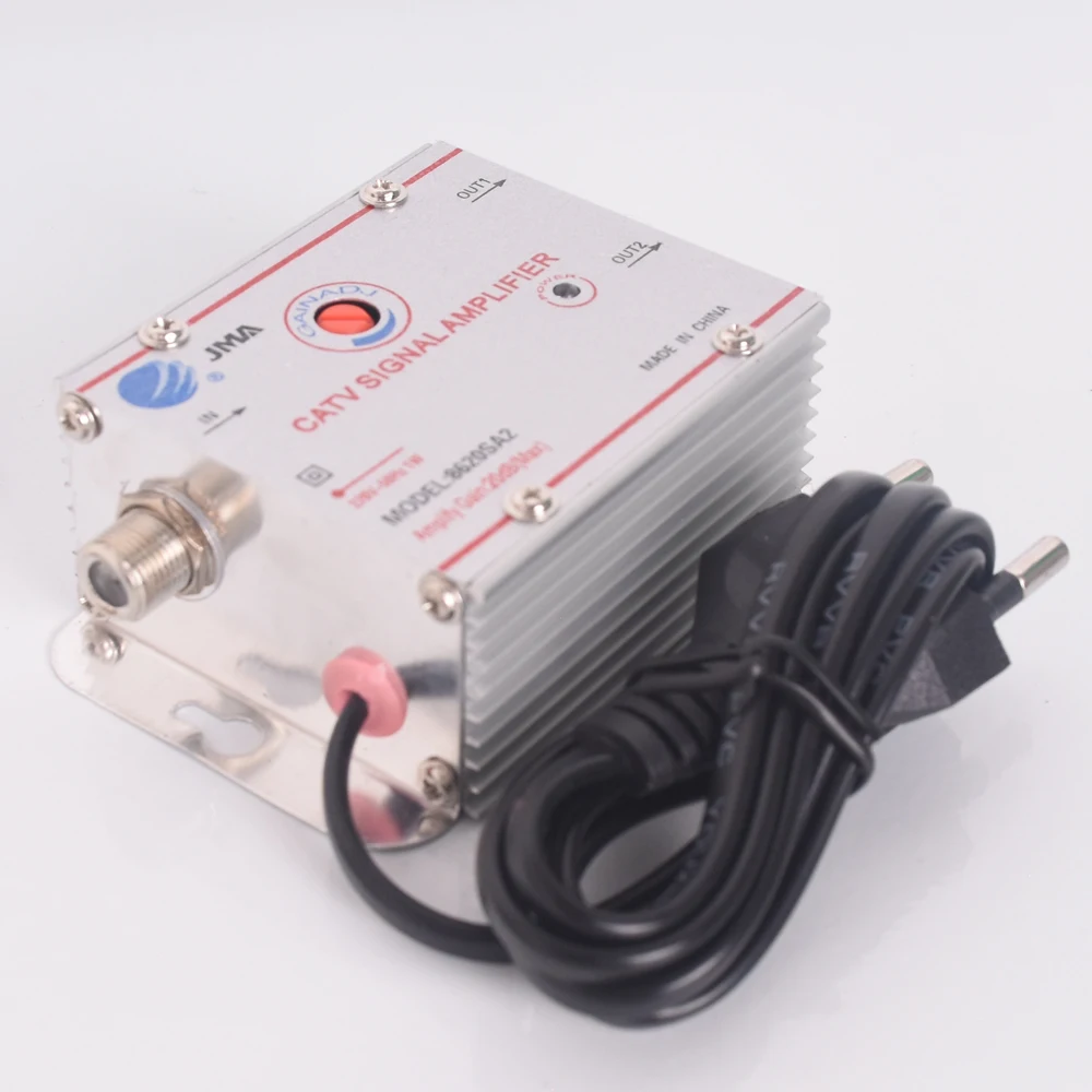 Digital Signal Amplifier DTMB Cable TV Signal Amplifier 20dB Gain 1 In 2 Output Terrestrial Wave Signal Amp for Outdoor Antennas