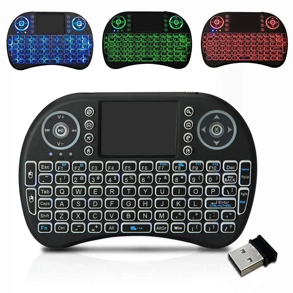 Cool Backlit I8 Mini Air Mouse 2.4G Wireless Keyboard Touchpad English Russian Spanish French Remote Control for Android