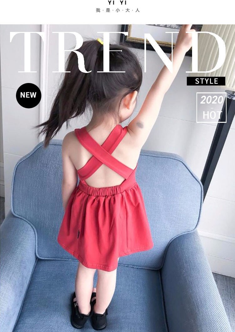 Netto Rode Kinderkleding Zomer Baby Jurk Jarretel Rokje Vest Meisjes Prinses Rok: Rood / 6T 120-130cm