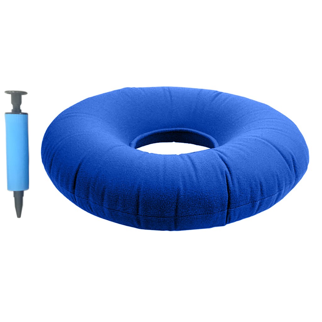 Opblaasbaar donut zitkussen van 14 cm, kussen voor verlichting van aambeien, doorligwonden, stuitje en rug - diepblauw