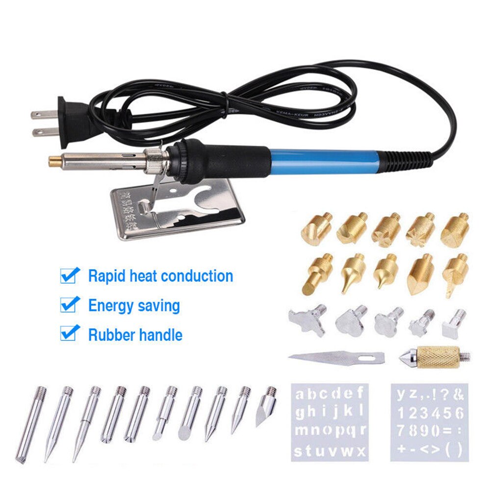 28pcs Tips Easy Use Soldering Iron DIY Blade Carving Lightweight Wood Burning Pen Tools Pyrography Welding Kit Crafts Stencil
