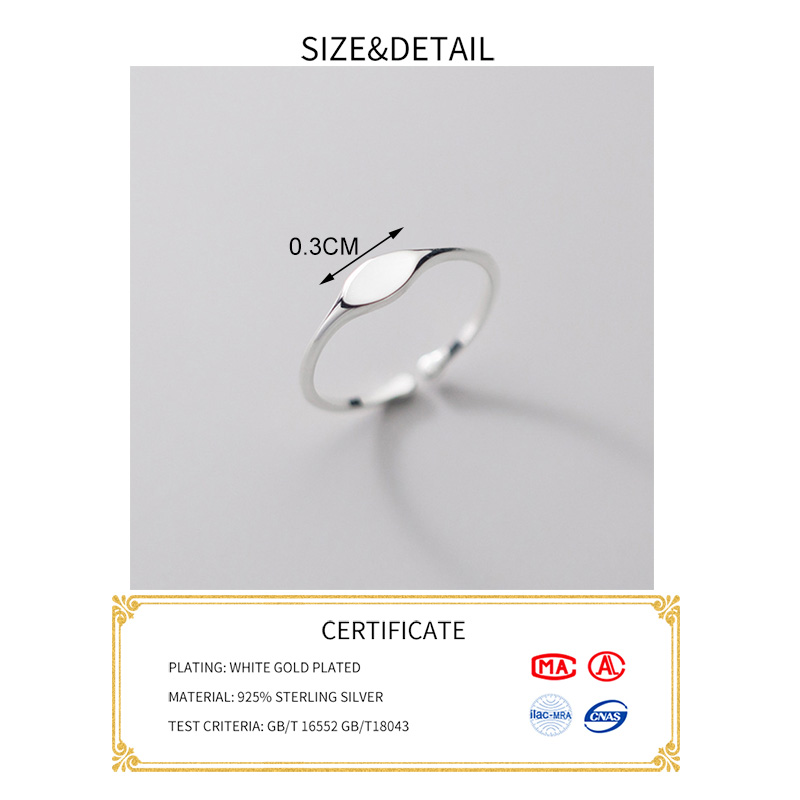 Echt 925 Sterling Zilveren Ovale Verstelbare Ring Voor Mode Vrouwen Party Fijne Sieraden Minimalistische Geometrische Punk Accessoires