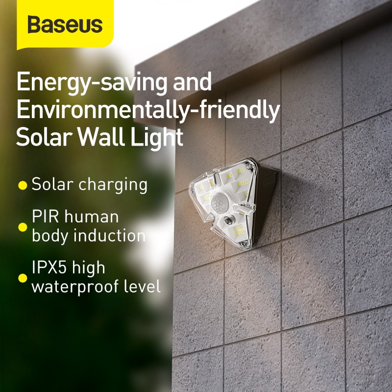 Baseus Intelligente Menselijk Lichaam Inductie Lamp Zonne-energie Automatische Opladen IPX5 Waterdichte Led Lamp Voor Balkon Outdoor Licht