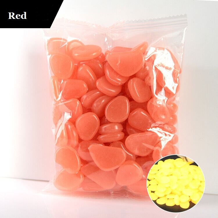 Piedras que brillan en la oscuridad para decoración de jardín, guijarros decorativos brillantes para exteriores, piedras luminosas para acuario, 20 Uds.: Naranja