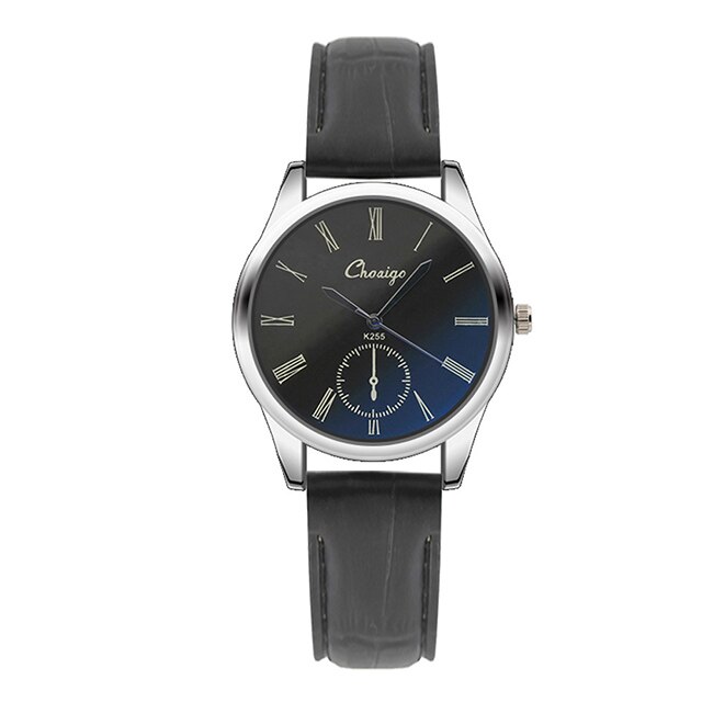 Neue Blaue Zeiger Liebhaber Uhren Luxus Hochglanz Glas retro Römischen Ziffern Paar Uhr Männer Frauen Leder Armbanduhr reloj: Frauen Schwarz Schwarz