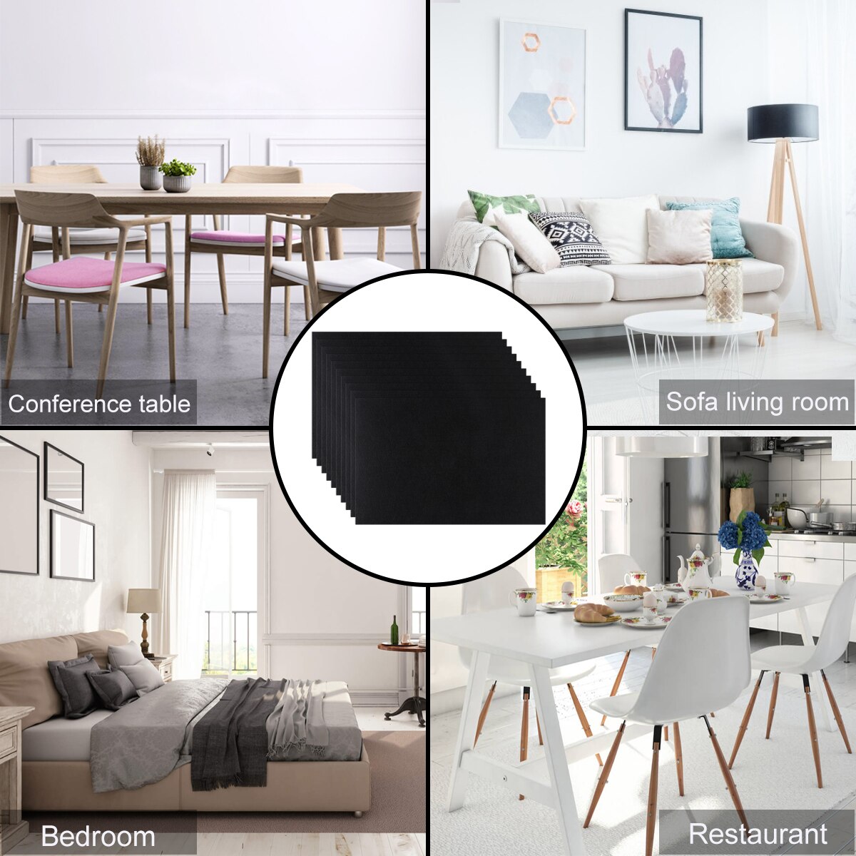 10pcs Blank Kraft Paper Self-Adhesive Felt Sheets Multi-Purpose for Art and Craft Making (Black)