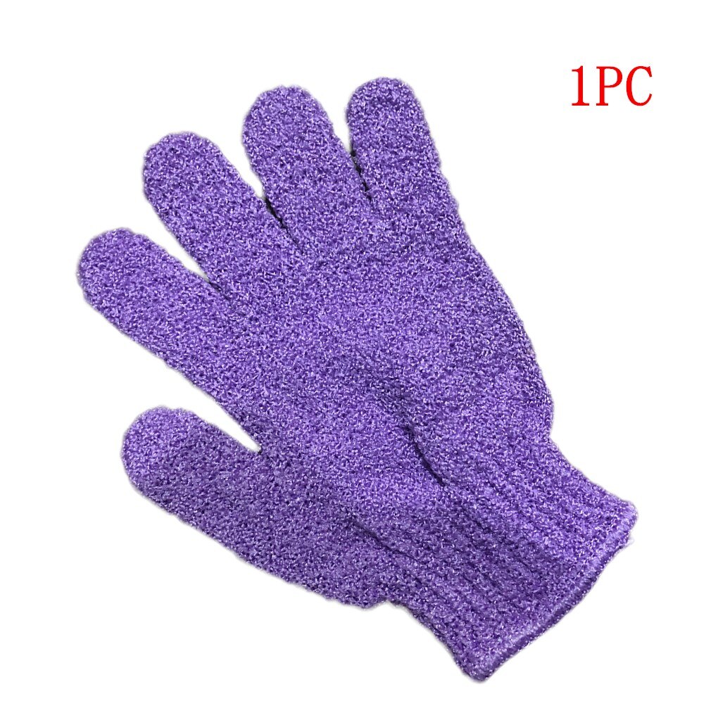 1Pc/2Pcs Douche Scrub Handschoenen Exfoliërende Terug Stroefheid Body Massage Spons Wassen Huid Hydraterende Spa Bad handschoen: 1PC Purple