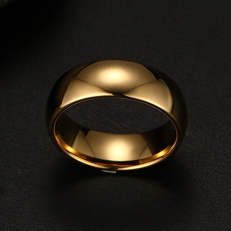 8mm Wide Smooth Real Tungsten Carbide Rings Jewelry Men Wedding Band USA Size 7-13