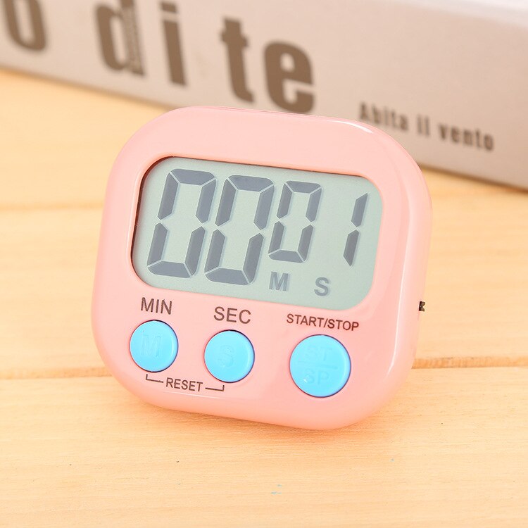 LCD Digital Kitchen Countdown Alarm Clock Timer with Stand Kitchen Timer Practical Cooking Timer Alarm Clock: pink