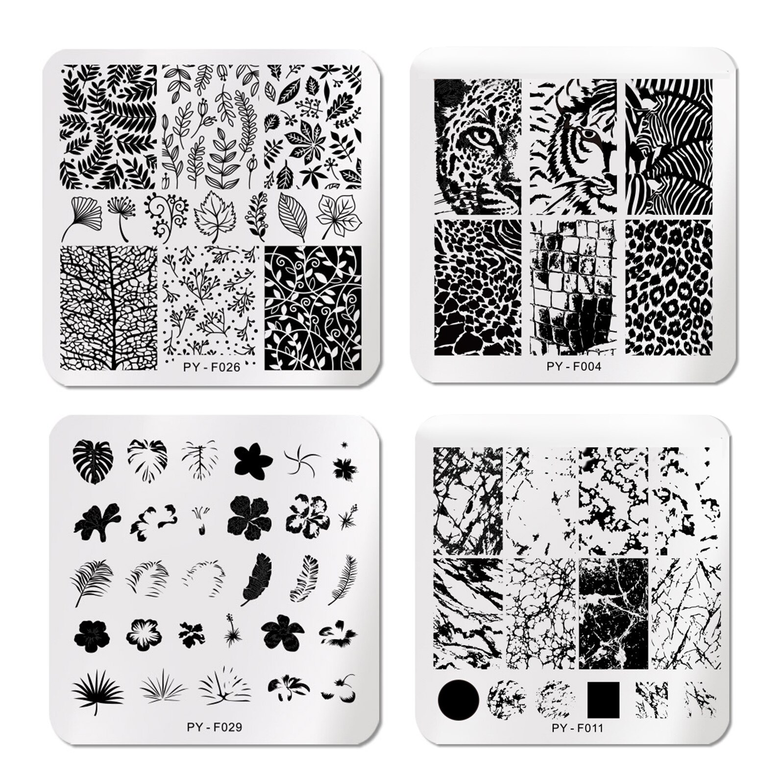 4 teile/los Blume Ebene Nagel Stanzen Platten Marmor Bild Stempel Vorlagen Geometrische Druck Schablone Werkzeuge Nagel Kunst Dekoration: Ursprünglich Titel