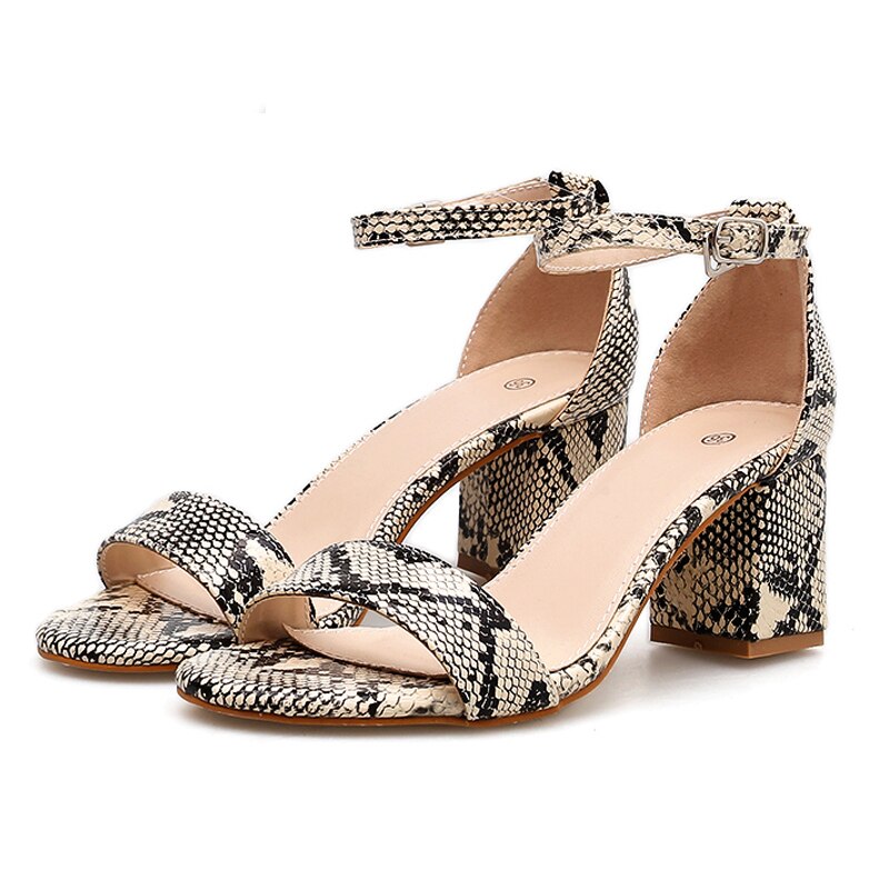 Aneikeh färg serpentine kvinnor skor peep toe 6cm höga klackar sandaler sommar fest skor pu ankel spänne sandaler pumps: Aprikos / 40