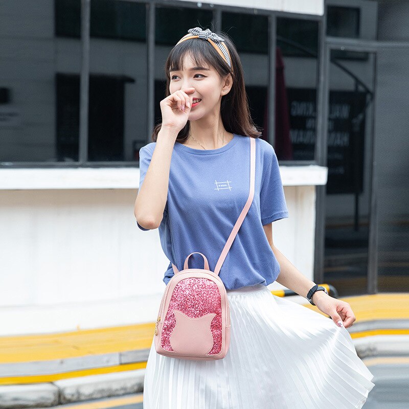 Mochila pequeña de para niña, brillantes de lentejuelas bolso de hombro, Mini mochila multifunción para chica adolescente,