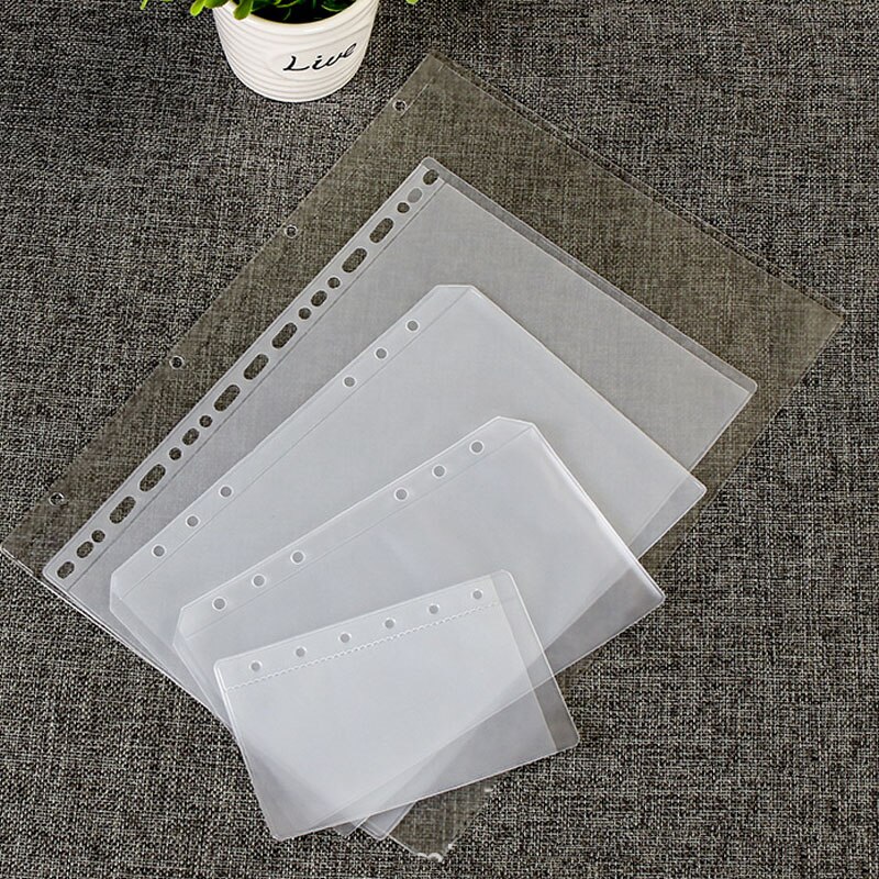 20PCS Transparent A5 A6 A7 B5 6-Ring Document Notebook Binder Loose-Leaf Storage Bag Organizer Card Holder Pockets Accessories