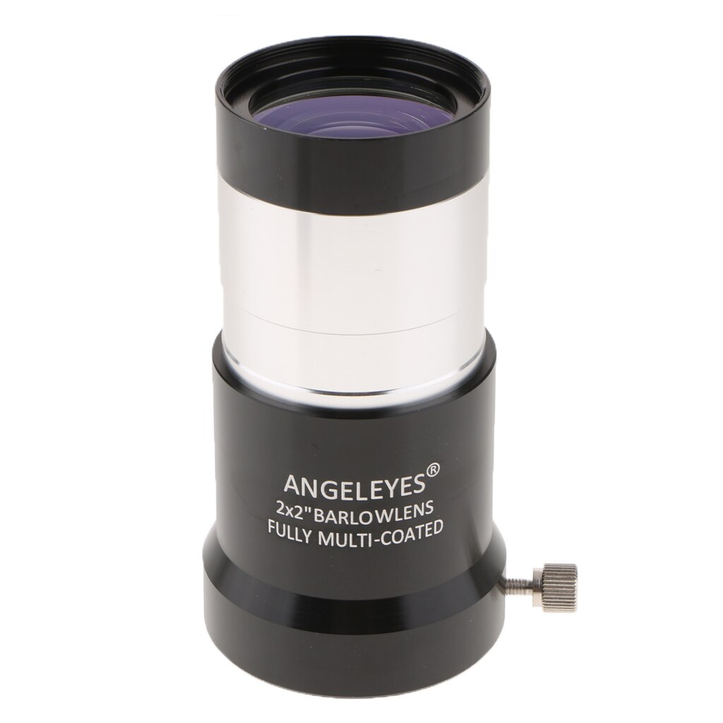 Telescope Eyepiece Barlow Lens 2X Magnification 2 Inch 4-Element Clear Image Fully Multi-coated Purple Film T Ring Adapter